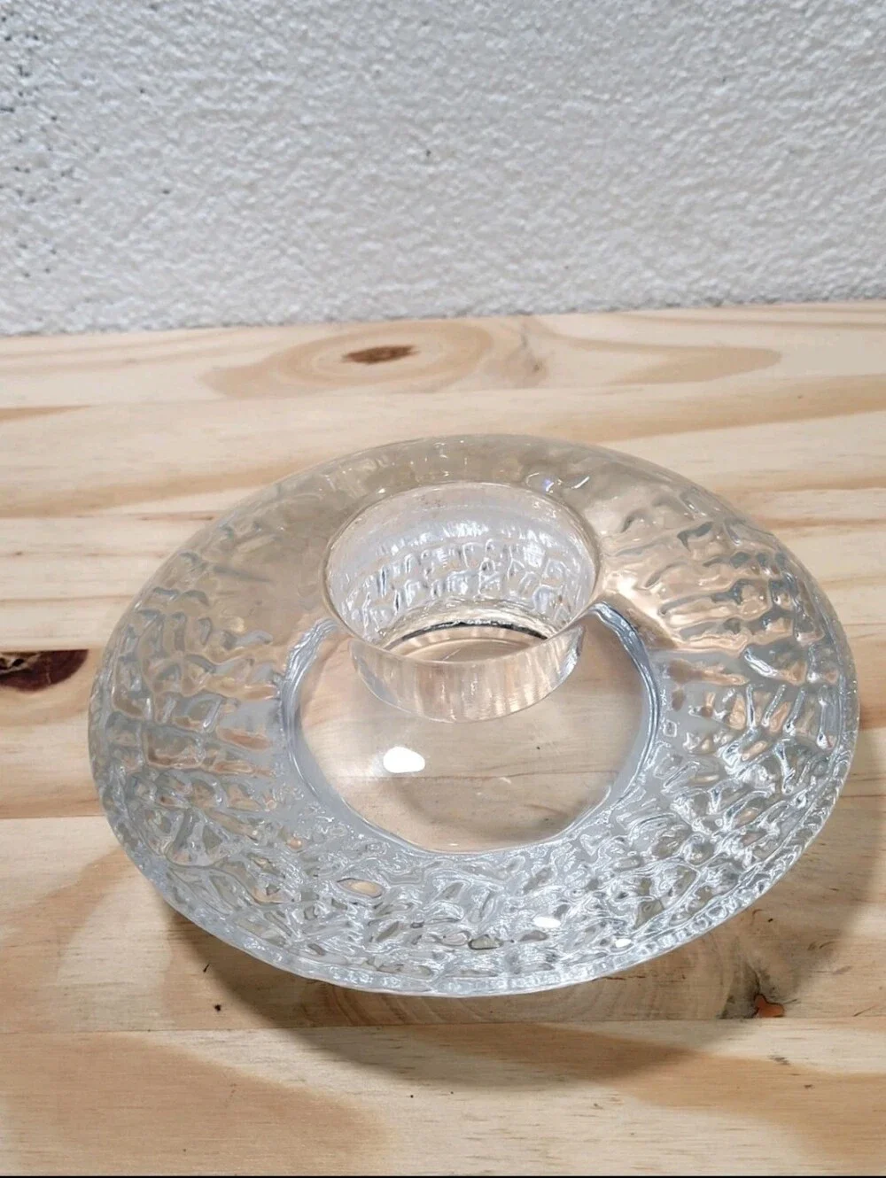 Vintage Orrefors Sweden Heavy Clear Art Glass Votive Candleholder Sticker